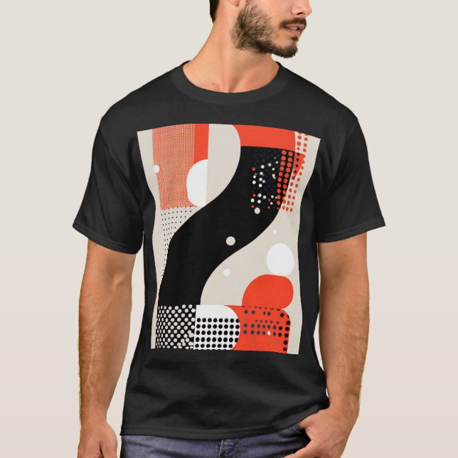 Letter shapes with dots in red and black T-Shirt (Front)