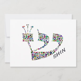Letter Shin made with Gemstones in All Colours Invitation