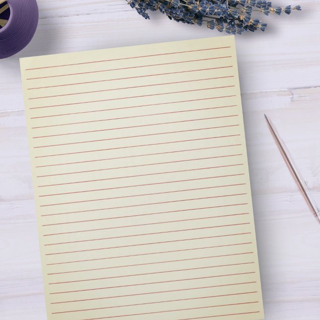 Letter Size 8.5" x 11" Red Ruled Beige Wide Lined Notepad (Creator Uploaded)