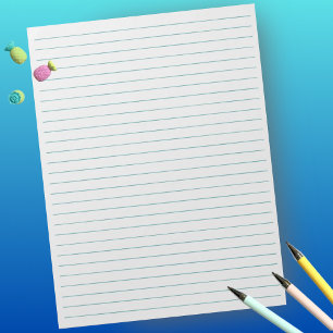 Letter Size 8.5" x 11" Teal Lines Wide Ruled Notepad