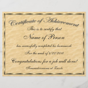 Letter Size Certificate of Achievement