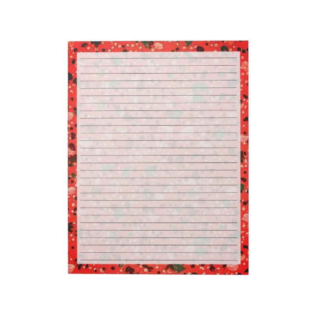 Letter Size Wide Ruled Retro Hot Pink Terrazzo Notepad (Rotated)