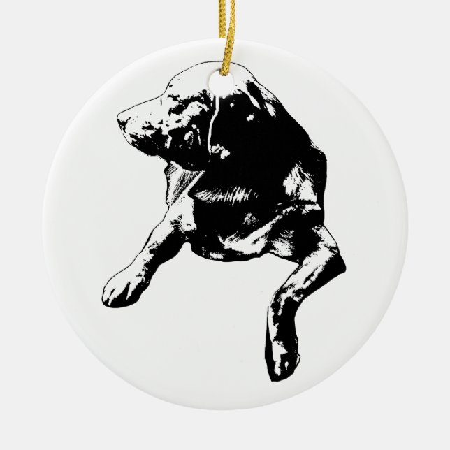 Letter-Slot Hello, Lab Keepsake Ceramic Ornament (Front)