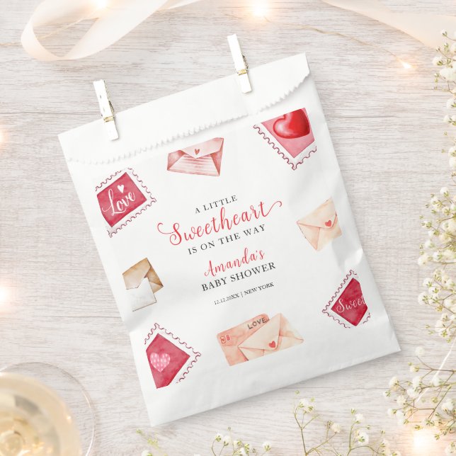 Letter Stamp Sweetheart Valentine Baby Shower  Favour Bag (Clipped)