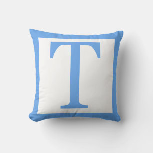 Letter T Baby Blue Border Cushion