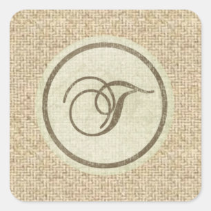 Letter T burlap rustic design stickers