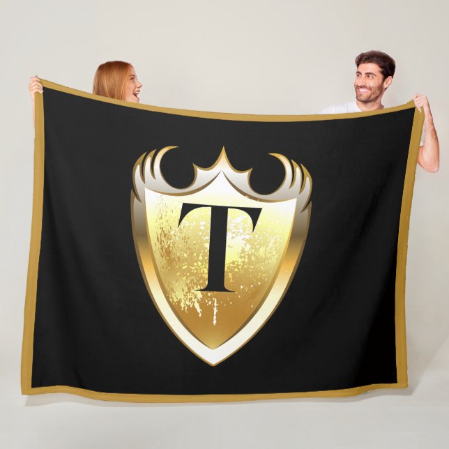Letter T Capital Alphabet Fleece Blanket (In Situ)