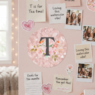 Letter T Classic Round Sticker