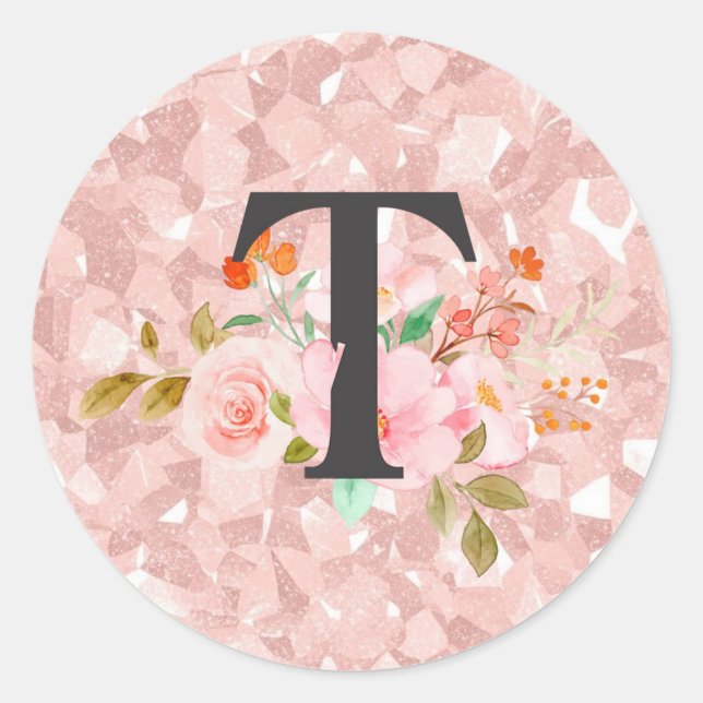 Letter T Classic Round Sticker (Front)