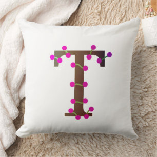 Letter T decorative initial on white Cushion