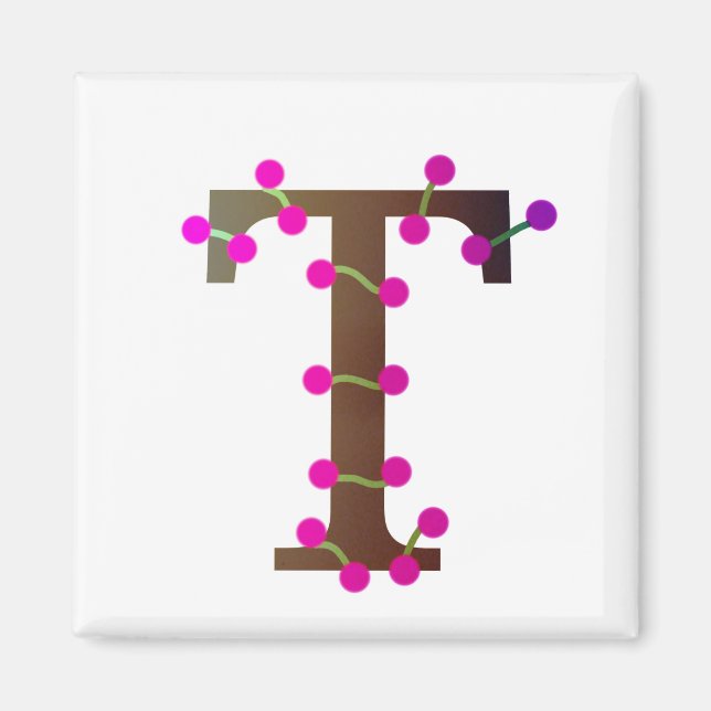 Letter T decorative initial on white Magnet (Front)