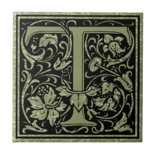 Letter T First Letter Monogram Ceramic Tile