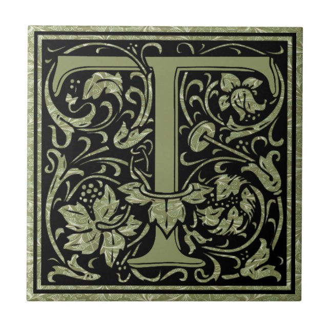Letter T First Letter Monogram Ceramic Tile (Front)