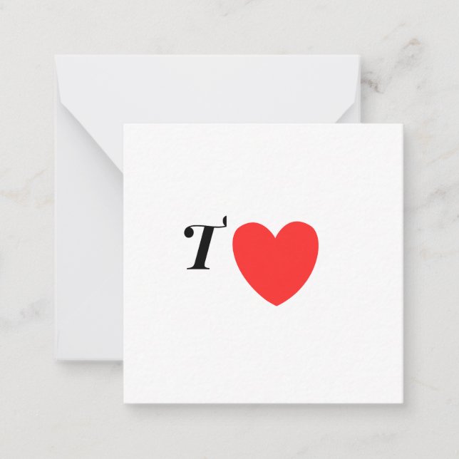 Letter T Heart - Valentine Initial Love Design Card (Front)