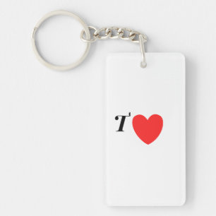 Letter T Heart - Valentine Initial Love Design Key Ring