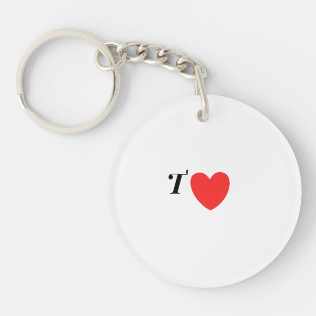 Letter T Heart - Valentine Initial Love Design Key Ring (Front)