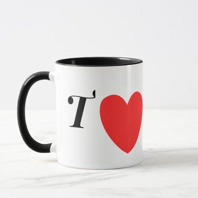 Letter T Heart - Valentine Initial Love Design Mug (Left)