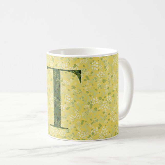 Letter T light yellow and dark green liberty Coffee Mug (Front Right)