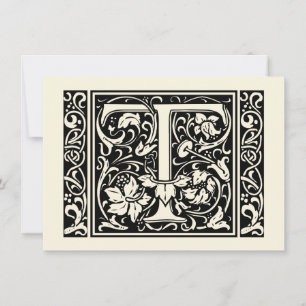 Letter T Mediaeval Monogram Art Nouveau Invitation