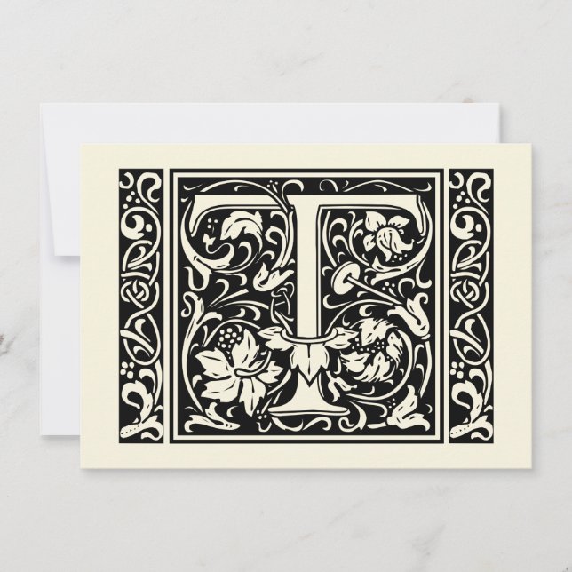 Letter T Mediaeval Monogram Art Nouveau Invitation (Front)