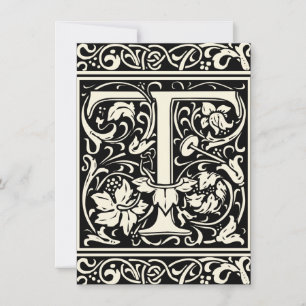 Letter T Mediaeval Monogram Art Nouveau Invitation