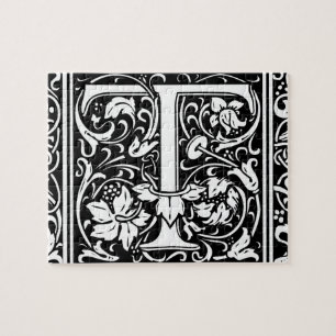 Letter T Mediaeval Monogram Art Nouveau Jigsaw Puzzle