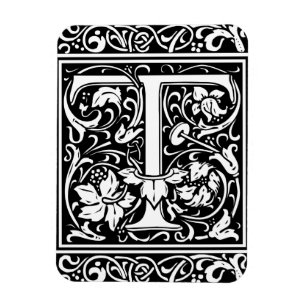 Letter T Mediaeval Monogram Art Nouveau Magnet