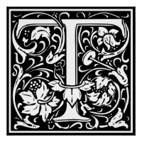 Letter T Mediaeval Monogram Art Nouveau