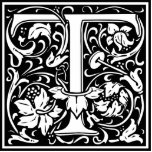 Letter T Mediaeval Monogram Art Nouveau Standing Photo Sculpture<br><div class="desc">This initial T is part of a complete series of upper case William Morris inspired typography initials. The black and white lettering is highly decorative, styled after the fancy typography of the middle ages. Cute and trendy, this is a vintage chic monogram T - letter T- swirly T . Customise...</div>