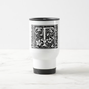 Letter T Mediaeval Monogram Art Nouveau Travel Mug