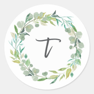 Letter T Monogram Initial Sticker Envelope Seal