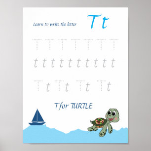 Letter T Tracing Poster for Kids