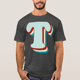 Letter T Vintage Retro Monogram Initial Name Font  T-Shirt