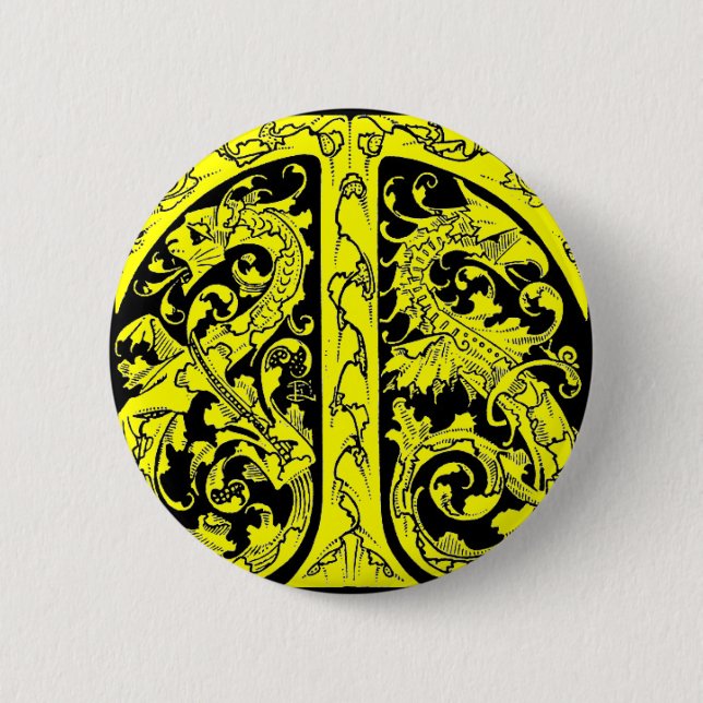 Letter T with Dragons Button (Front)