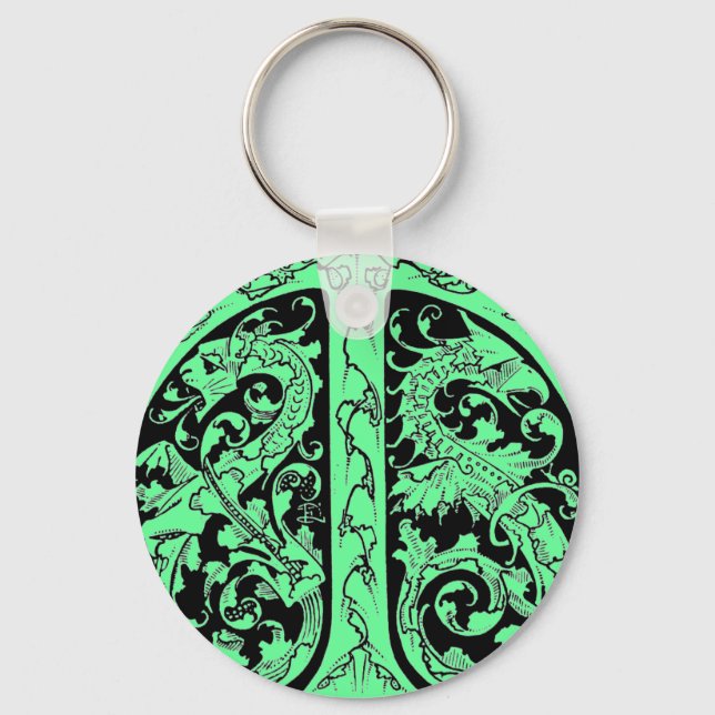Letter T with Dragons Keychain (Front)