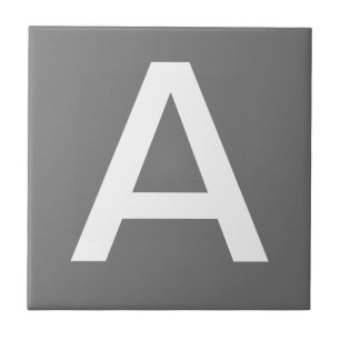 Letter Tiles- White on grey Ceramic Tile