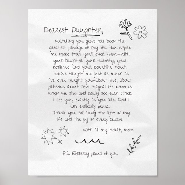 Letter to Daughter Poster (Front)