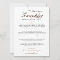 Letter To My Daughter On Her Wedding Day Card
