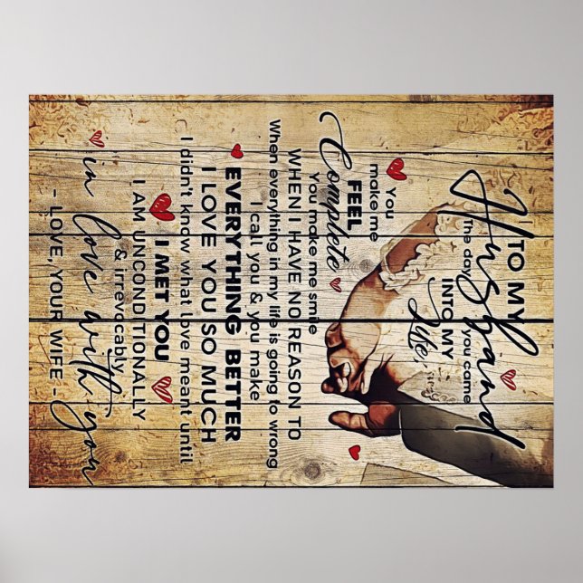 Letter To My Husband , Lovely Quotes Gift Poster (Front)