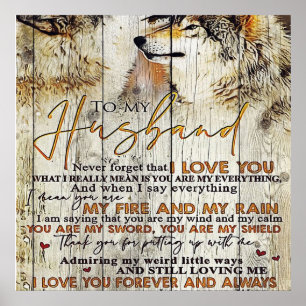 Letter To My Husband , Lovely Quotes Gift Poster