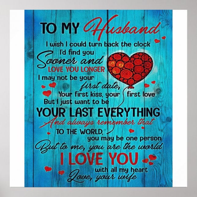 Letter To My Husband | Lovely To My Husband Gift Poster (Front)