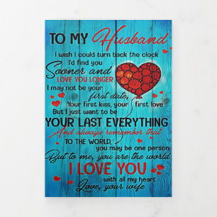 Letter To My Husband Lovely To My Husband Gift Tri-Fold Announcement