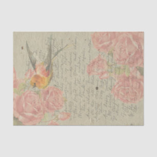 Letter to My Love Goldfinch Pink Roses Handwriting Tissue Paper