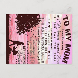 Letter To My Mum   Letter To Family Announcement Postcard