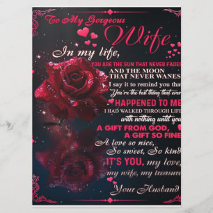 Letter To My Wife Gift, Couple Love Wedding Gift Menu