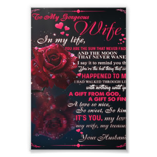Letter To My Wife Gift, Couple Love Wedding Gift Photo Print