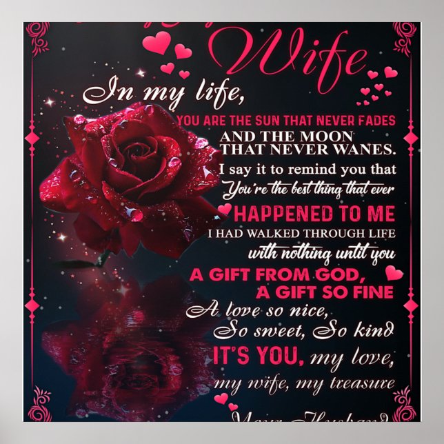 Letter To My Wife Gift, Couple Love Wedding Gift Poster (Front)