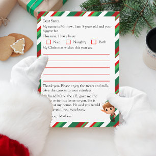 Letter to Santa Claus from Children  Wish List Holiday Card