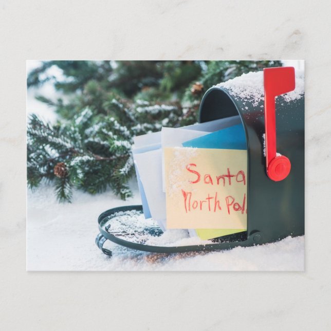 Letter to Santa Claus in mailbox Holiday Postcard (Front)