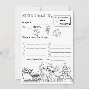 Letter to Santa Colouring Page Invitation